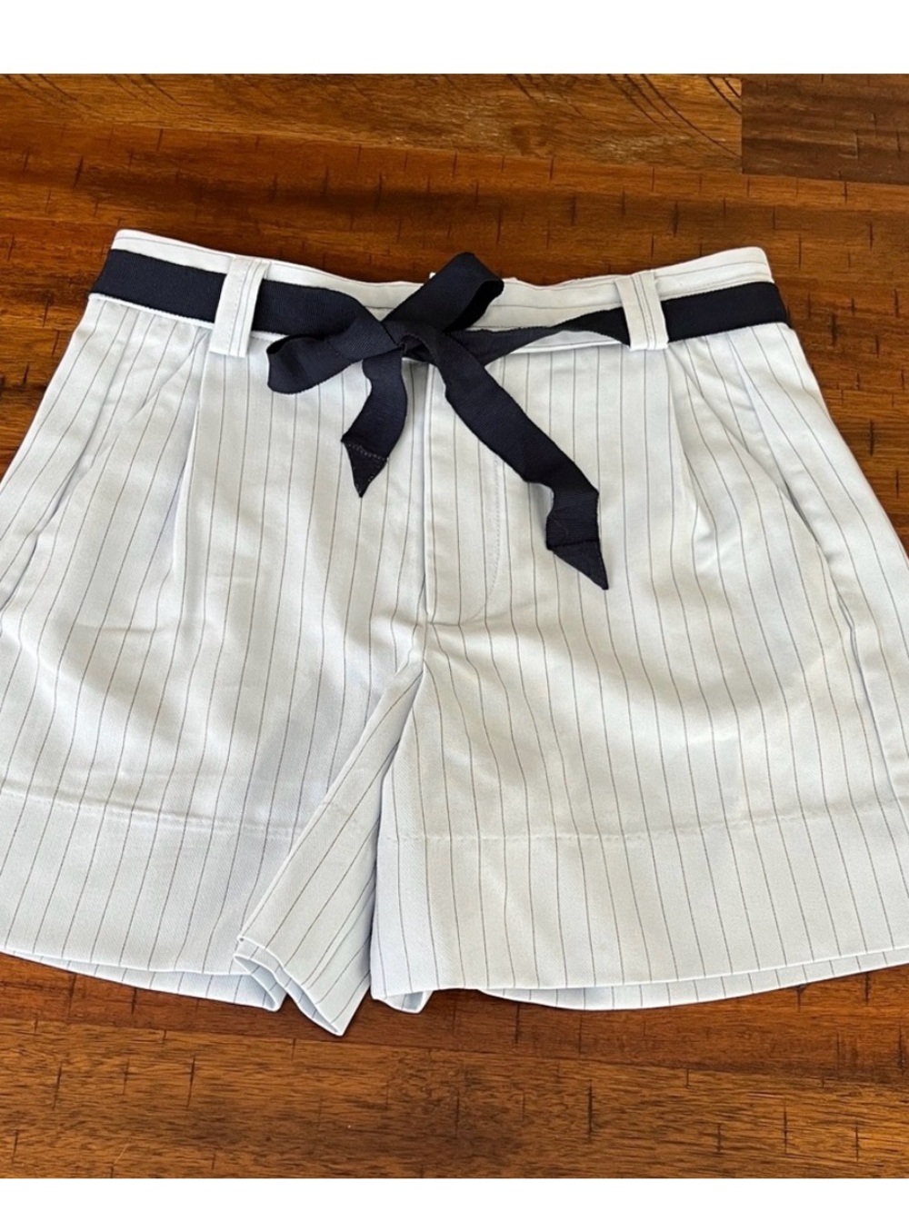 NWT Free People Perfect Prep Pleated Stripe Shorts. Blue pinstripes Size 4(6)
